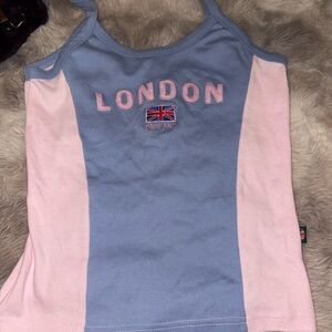 Embroidered London Colorblock Camisole - Blue & Pink